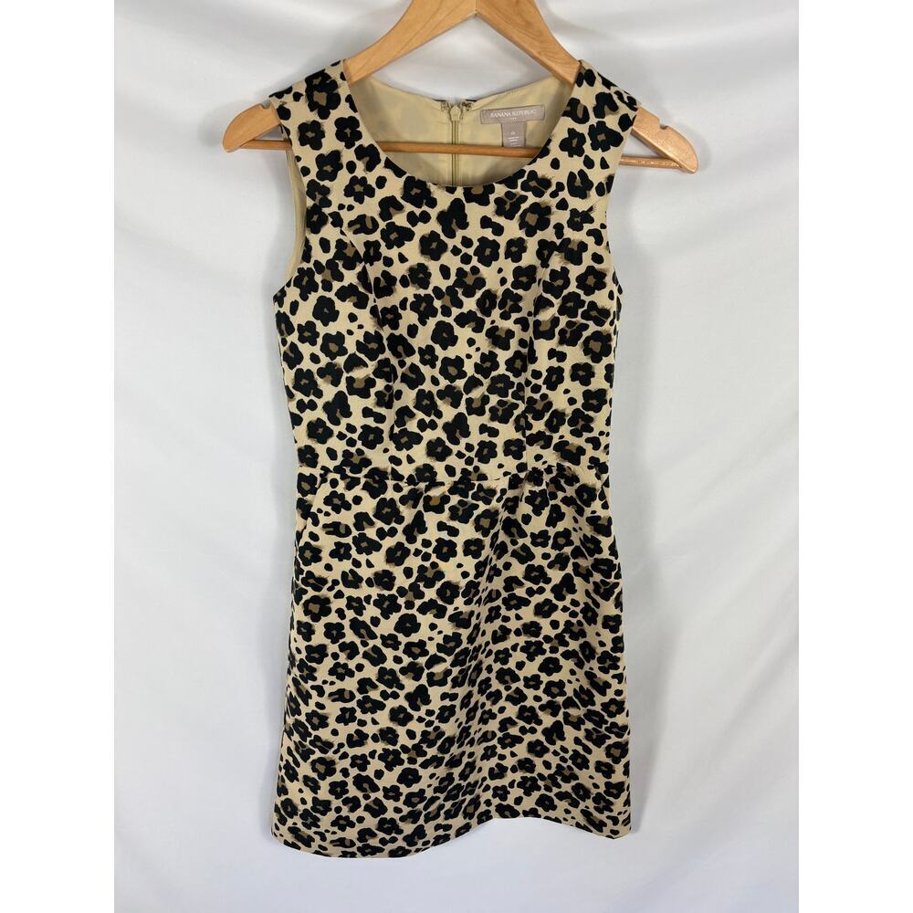 Banana Republic Animal Print Sleeveless Fit Flare Dress Size 0